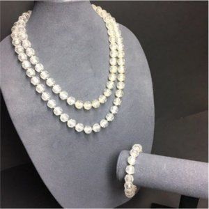 VTG Pop Bead Necklaces Bracelet Lot Clear Faceted Adjustable Retro